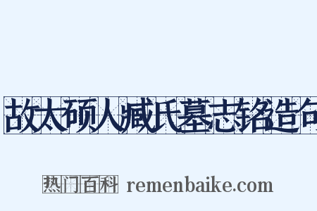故太硕人臧氏墓志铭造句是什么意思的图片
